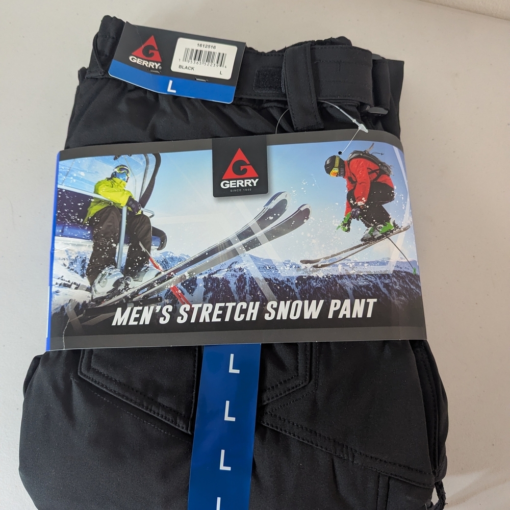 Gerry Men's Black Stretch Snow Pants Ski Snowboard Water Resistant Fleece Lined